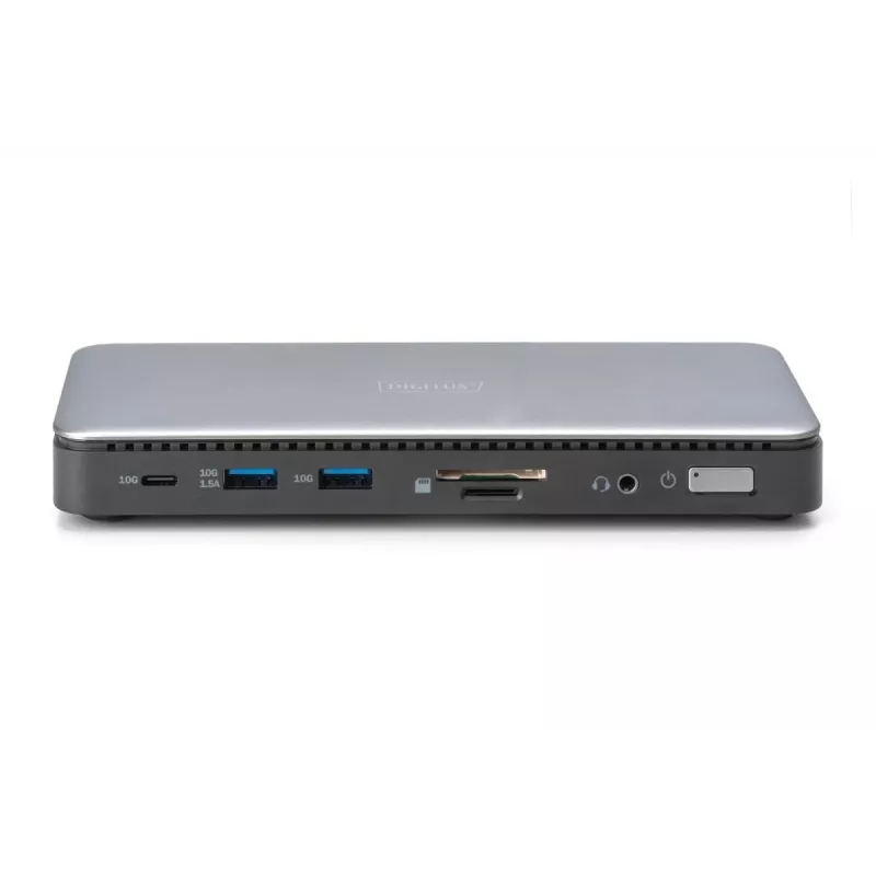 DIGITUS USB-C Dockingstation, 11-fach - 2x HDMI / DP / 2x USB-A 3.2 Gen 2 / USB-C 3.2 Gen 2 / GbE / SD / MicroSD / DC-Buchse - max. 150 Watt / 3,5 mm