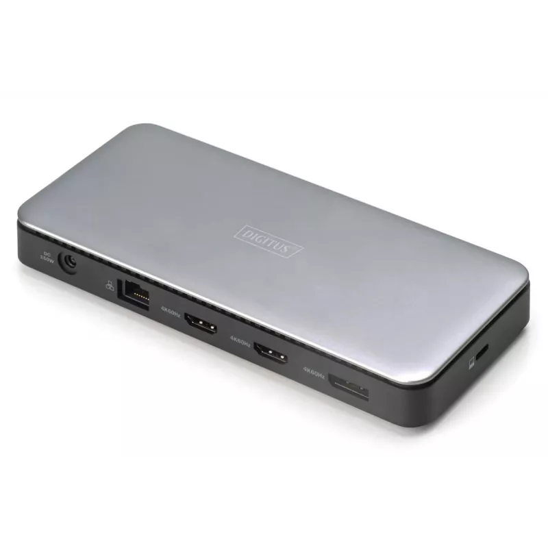 DIGITUS USB-C Dockingstation, 11-fach - 2x HDMI / DP / 2x USB-A 3.2 Gen 2 / USB-C 3.2 Gen 2 / GbE / SD / MicroSD / DC-Buchse - max. 150 Watt / 3,5 mm