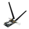 Interne WLAN Bluetooth Adapter ASUS PCE-BE6500 — PCIe, Tri-Band Wi‑Fi 6E/7 (2,4/5/6 GHz), Bluetooth 5.4, 2882 Mbps, externe Antenne, schwarz