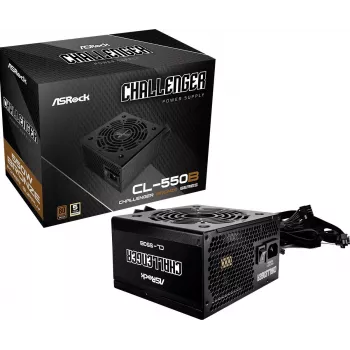 Netzteil ASRock CL-550B Challenger 550W ATX, 20+4-Pin, 80 PLUS Bronze, 120-mm-Lüfter, Schwarz