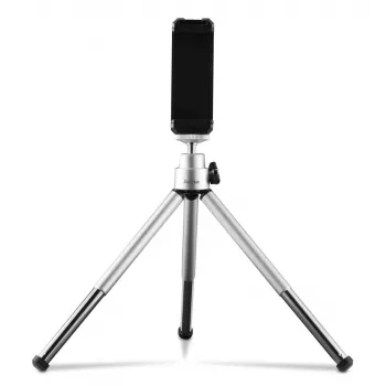 Hama Fancy 2in1 Mini-Stativ für Handy & Kamera (¼), Reisestativ, 16 cm, silber