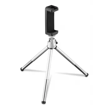 Hama Fancy 2in1 Mini-Stativ für Handy & Kamera (¼), Reisestativ, 16 cm, silber