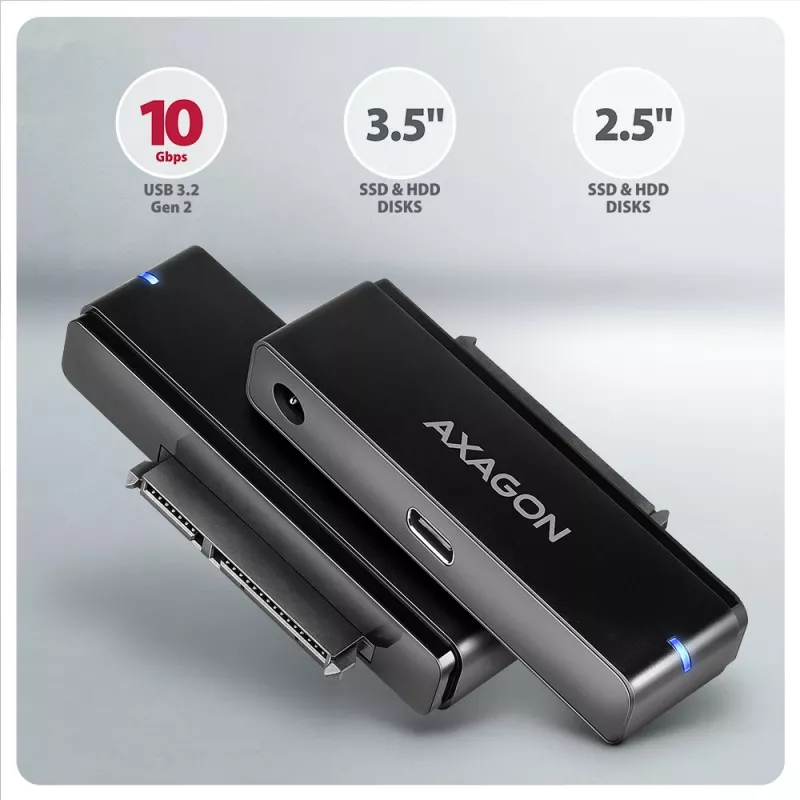 Axagon ADSA-FPX USB-C 10Gbps FAST PORT X Adapter für 2,5-Zoll-/3,5-Zoll-SSD/HDD