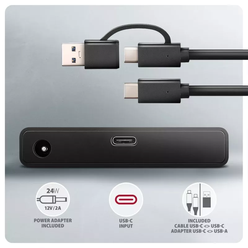 Axagon ADSA-FPX USB-C 10Gbps FAST PORT X Adapter für 2,5-Zoll-/3,5-Zoll-SSD/HDD