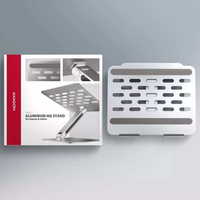Axagon STND-LQ Ständer für Notebooks und Tablets 10 Zoll–17,3 Zoll. Verstellbare Höhe und Winkel