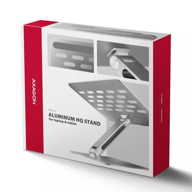 Axagon STND-LQ Ständer für Notebooks und Tablets 10 Zoll–17,3 Zoll. Verstellbare Höhe und Winkel