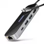 Axagon HMC-6GLN USB 5Gbps Hub, 2x USB-A, USB-C, HDMI 4k/60Hz, RJ-45, PD 100W, USB-C-Kabel