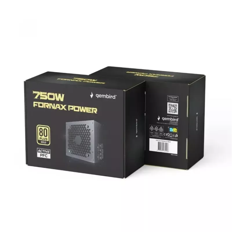 Netzteil GEMBIRD Fornax Power 750W ATX 80 PLUS Gold modular 12 cm Lüfter EPS 4+4pin PCIe 6+2pin SATA-Anschlüsse
