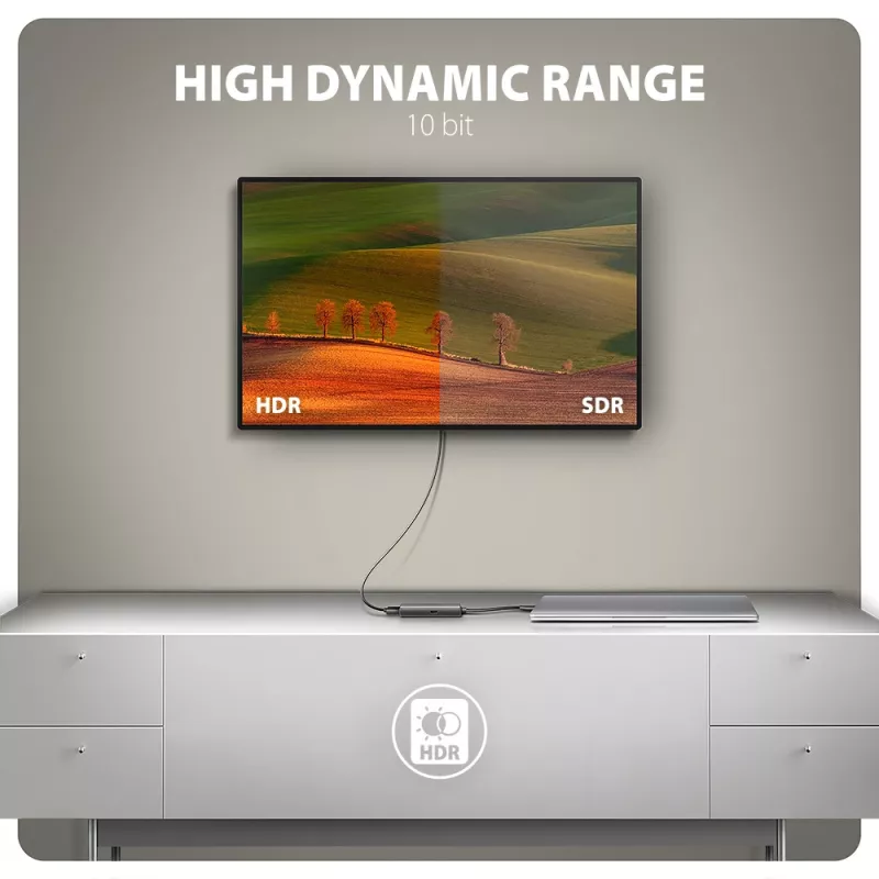 Axagon RVC-HI8KPD, USB-C -> HDMI 2.1 Adapter, 8K/60Hz, 4K/144Hz, HDR10+, PD100W