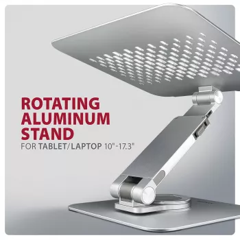 Axagon STND-LR Aluminiumständer mit 360°-Drehung für Laptops 10 inch–17,3 inch. Verstellbare Höhe und Neigung.