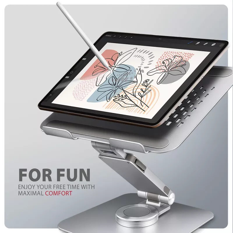 Axagon STND-LR Aluminiumständer mit 360°-Drehung für Laptops 10 inch–17,3 inch. Verstellbare Höhe und Neigung.
