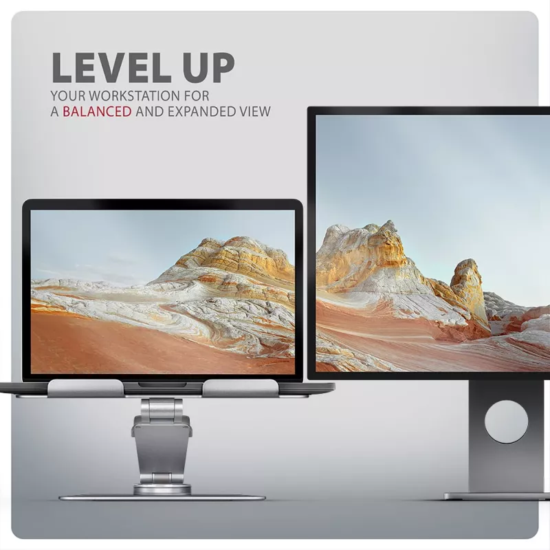 Axagon STND-LR Aluminiumständer mit 360°-Drehung für Laptops 10 inch–17,3 inch. Verstellbare Höhe und Neigung.