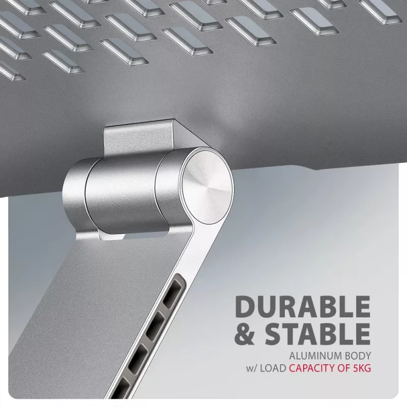 Axagon STND-LR Aluminiumständer mit 360°-Drehung für Laptops 10 inch–17,3 inch. Verstellbare Höhe und Neigung.