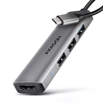 Axagon HMC-H3A USB 5Gbps Hub, 3x USB-A, HDMI 4k/30Hz, 15cm USB-C Kabel