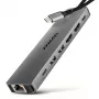 Axagon HMC-7HX2 USB 5Gbps Hub, 2x USB-A, USB-C, 2x HDMI 4K/60Hz, RJ-45, PD 100W