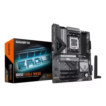 GIGABYTE B850 EAGLE WIFI6E Mainboard - AMD Ryzen 9000 Series CPUs, 8+2+2 Phasen Digital VRM, bis zu 8200MHz DDR5 (OC), 1xPCIe 5.0 + 2xPCIe 4.0 M.2, GbE LAN, WIFI 6E, USB 3.2 Gen 2