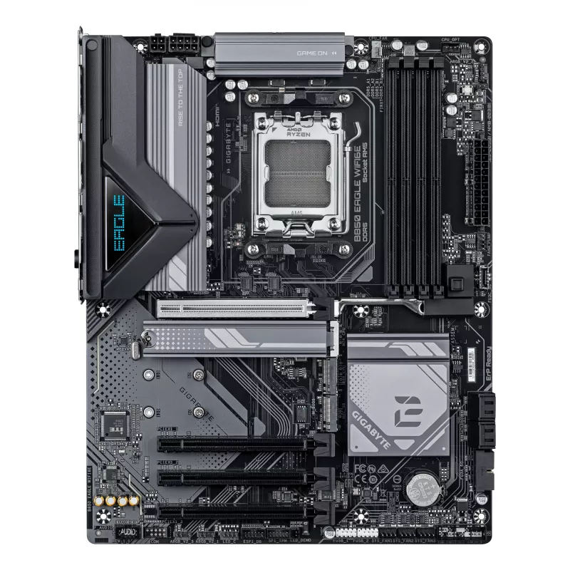 GIGABYTE B850 EAGLE WIFI6E Mainboard - AMD Ryzen 9000 Series CPUs, 8+2+2 Phasen Digital VRM, bis zu 8200MHz DDR5 (OC), 1xPCIe 5.0 + 2xPCIe 4.0 M.2, GbE LAN, WIFI 6E, USB 3.2 Gen 2