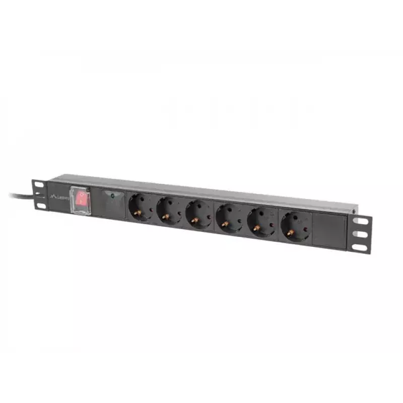 PDU Lanberg PDU-06F-0200-BK 6 AC-Ausgänge 1U Schwarz