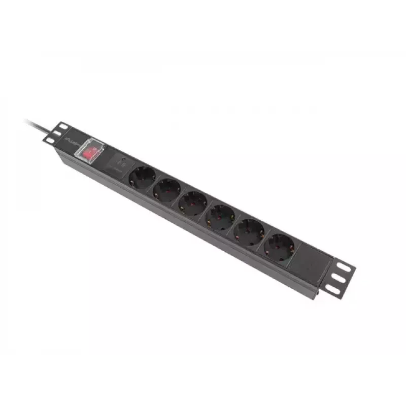 PDU Lanberg PDU-06F-0200-BK 6 AC-Ausgänge 1U Schwarz