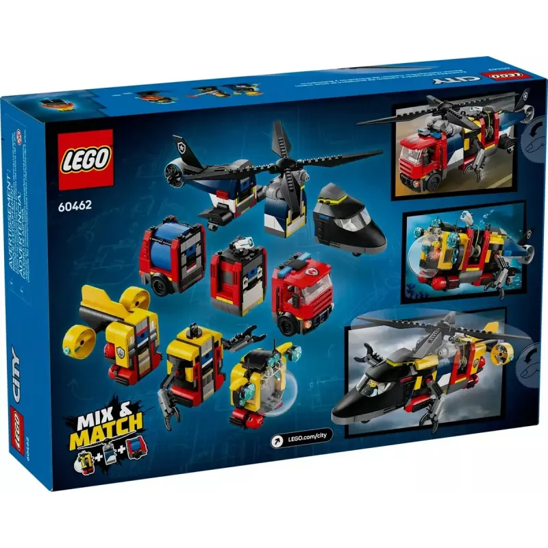 Konstruktionsspielzeug LEGO City Kombinationsset 60462 — Helikopter und Feuerwehrauto, 874 Teile, 3 Minifiguren, Alter 7+