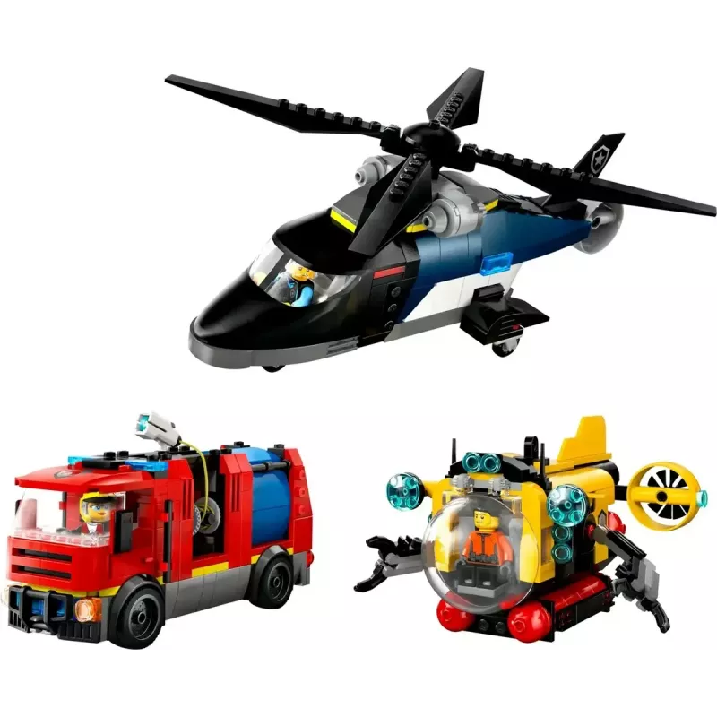 Konstruktionsspielzeug LEGO City Kombinationsset 60462 — Helikopter und Feuerwehrauto, 874 Teile, 3 Minifiguren, Alter 7+