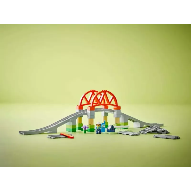 LEGO DUPLO Eisenbahnbrücke und Schienen Erweiterungsset 10426 – DUPLO Eisenbahnbrücke und gebogene Schienen für Kleinkinder