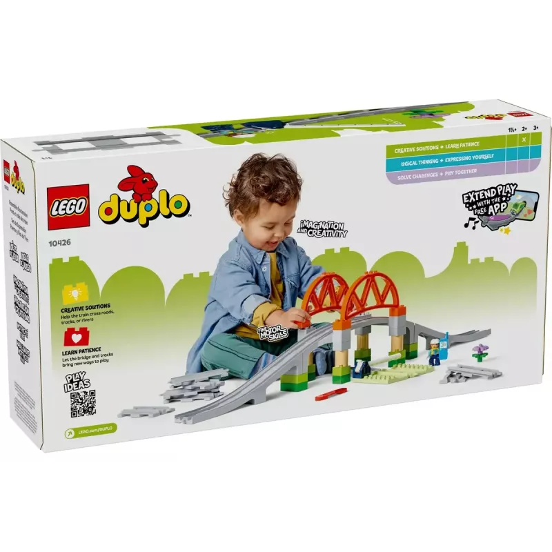 LEGO DUPLO Eisenbahnbrücke und Schienen Erweiterungsset 10426 – DUPLO Eisenbahnbrücke und gebogene Schienen für Kleinkinder