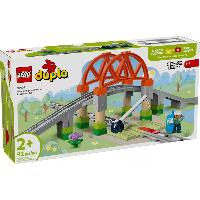 LEGO DUPLO Eisenbahnbrücke und Schienen Erweiterungsset 10426 – DUPLO Eisenbahnbrücke und gebogene Schienen für Kleinkinder