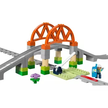 LEGO DUPLO Eisenbahnbrücke und Schienen Erweiterungsset 10426 – DUPLO Eisenbahnbrücke und gebogene Schienen für Kleinkinder