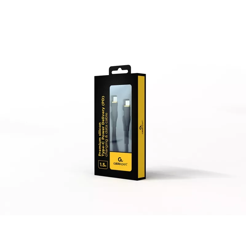 GEMBIRD Premium Silikon Typ-C Power Delivery (PD) Lade- & Datenkabel, 1,5 m - Schwarz