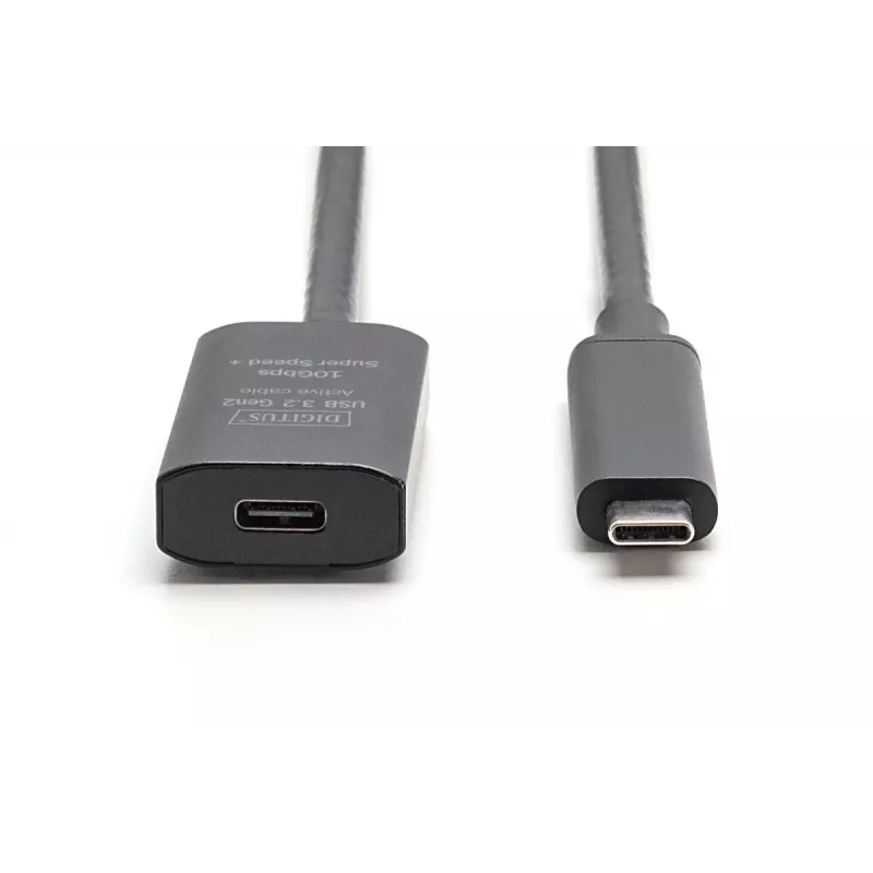 DIGITUS Aktives USB-C-Verlängerungskabel – 10G USB 3.2 Gen2 USB-C – USB-C (M/F) – 5 m