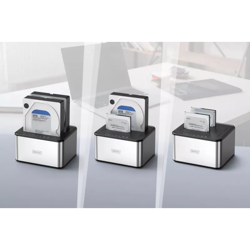 DIGITUS SATA-Dockingstation USB 3.0 – 2-Port 2,5 Zoll/3,5 Zoll SSD/HDD Klonfunktion