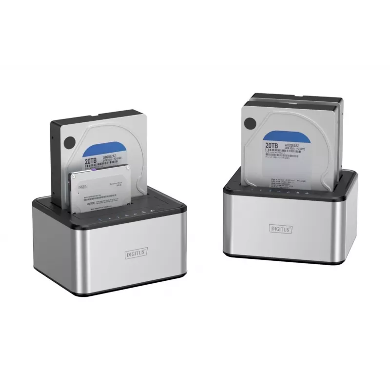 DIGITUS SATA-Dockingstation USB 3.0 – 2-Port 2,5 Zoll/3,5 Zoll SSD/HDD Klonfunktion