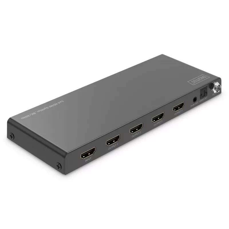 DIGITUS 1x4 HDMI-Splitter 8K/60 Hz (4:4:4) Toslink Stereo EDID Control