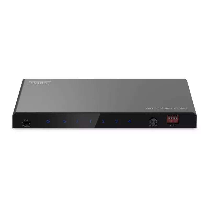 DIGITUS 1x4 HDMI-Splitter 8K/60 Hz (4:4:4) Toslink Stereo EDID Control