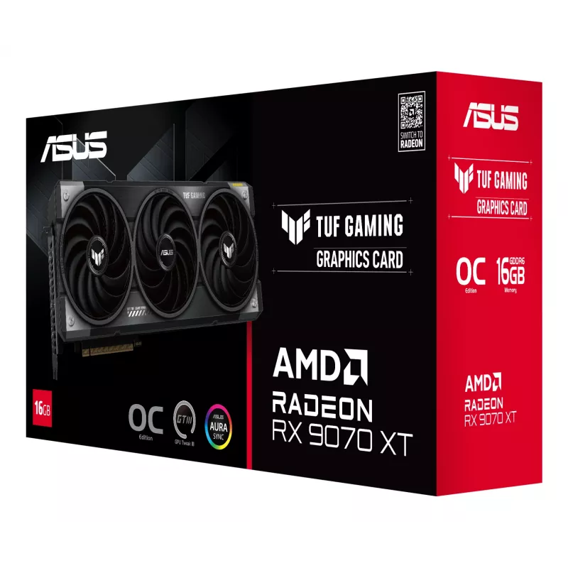 Grafikkarte ASUS Radeon RX 9070 XT, 16 GB GDDR6, PCIe 5.0, 256-Bit, 3060 MHz Boost