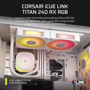 CORSAIR CPU-Kühler - Icue Link Titan 240 Rx RGB Aio Flüssigkeitskühler - Weiß