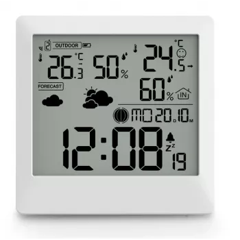 Hama 00222238 Digitale Wetterstation Weiß LED Innen-Außenthermometer Hygrometer