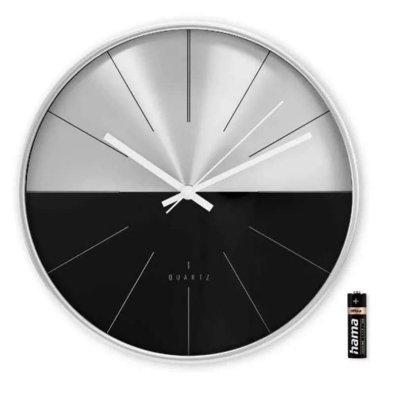 Hama Sicily Quarzuhr rund Schwarz, Silber