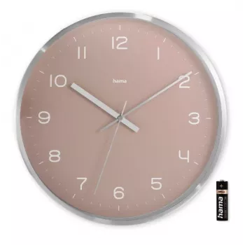 Funkwanduhr Hama Fiji Circle Pink Silber Batterie AA