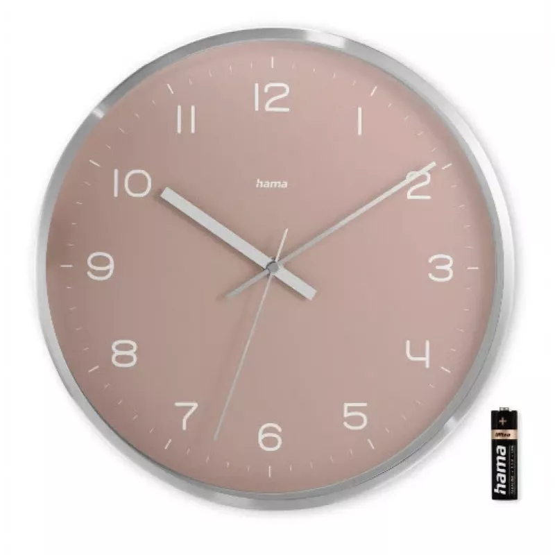 Funkwanduhr Hama Fiji Circle Pink Silber Batterie AA