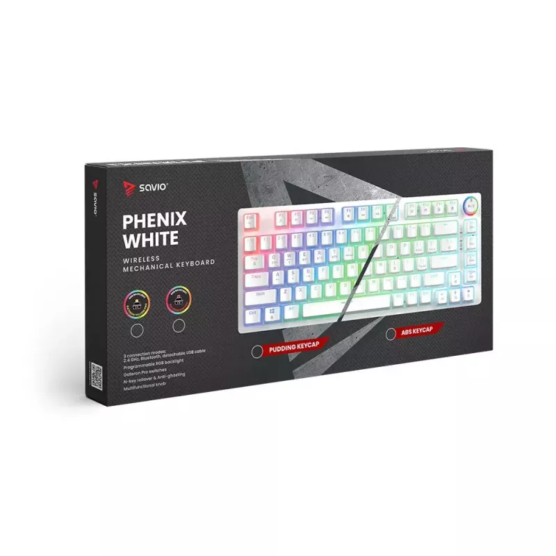 Gaming-Tastatur Savio Phenix WHITE GAT Gelb USB Bluetooth QWERTY