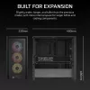 PC-Gehäuse CORSAIR FRAME 4000D RS ARGB Midi Tower Schwarz — ATX/Micro-ATX/Mini-ITX, gehärtetes Glas, ARGB-Lüfter, bis zu 370 mm GPU