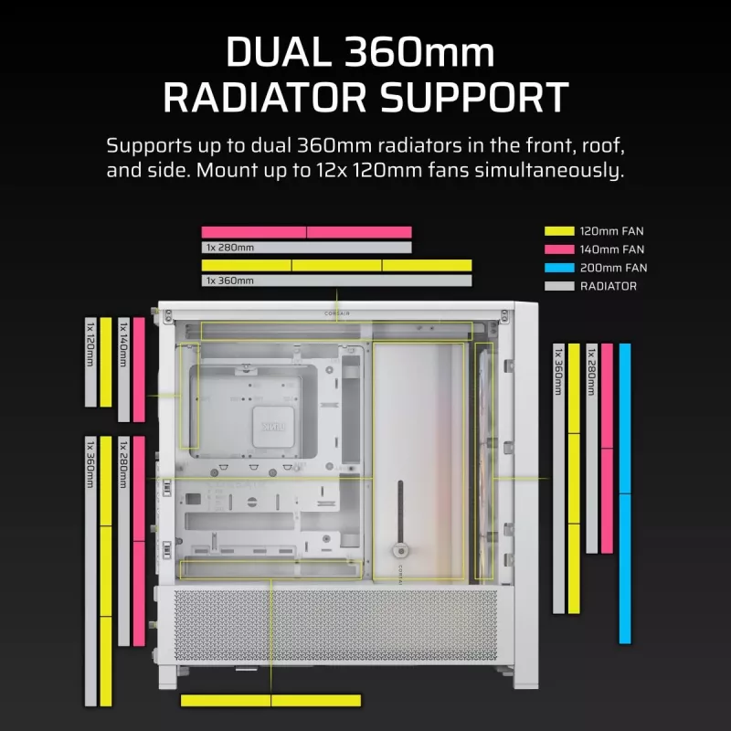 CORSAIR Mid-tower - Geh Midi Frame 4000d Rs ArGB Weiß
