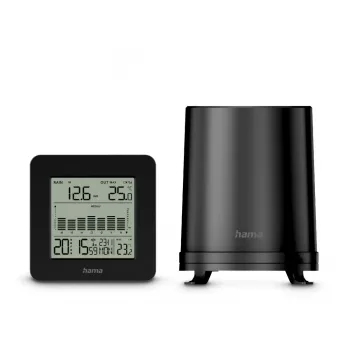 Hama Mykonos Schwarz Batterie Innen Außenthermometer Regensensor