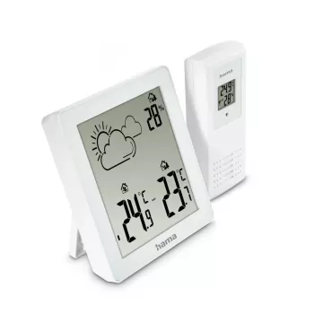 Hygrometer Thermometer Hama Zakynthos White Innen Außen Batterie AAA