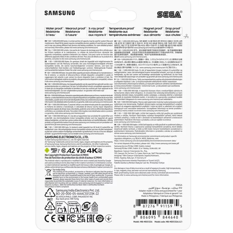 Samsung MB-MD512S 512 GB MicroSDXC UHS-I Class 10