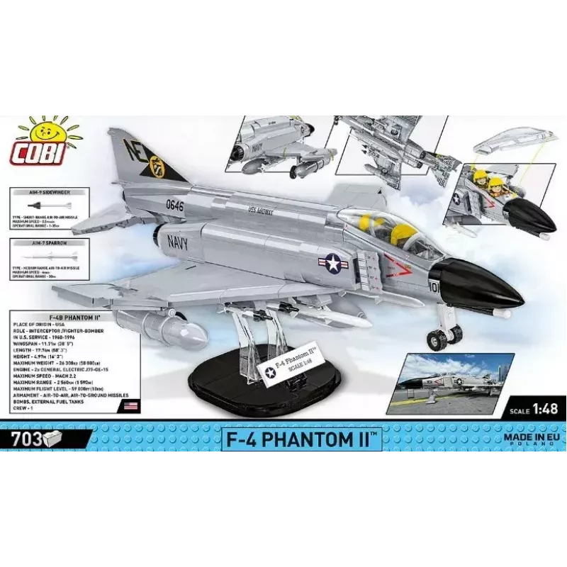 Cobi Blocks Armed Force F-4 Phantom II Modell, 703-teiliger Konstruktionsbausatz