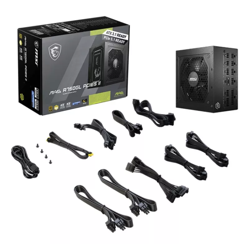 MSI MAG A750GL PCIE5 II Netzteil 750 W 20+4 Pin ATX ATX Schwarz
