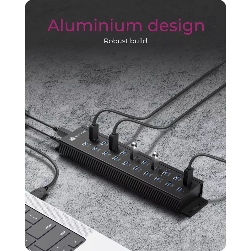 ICY BOX IB-HUB1720-U3 Schwarz